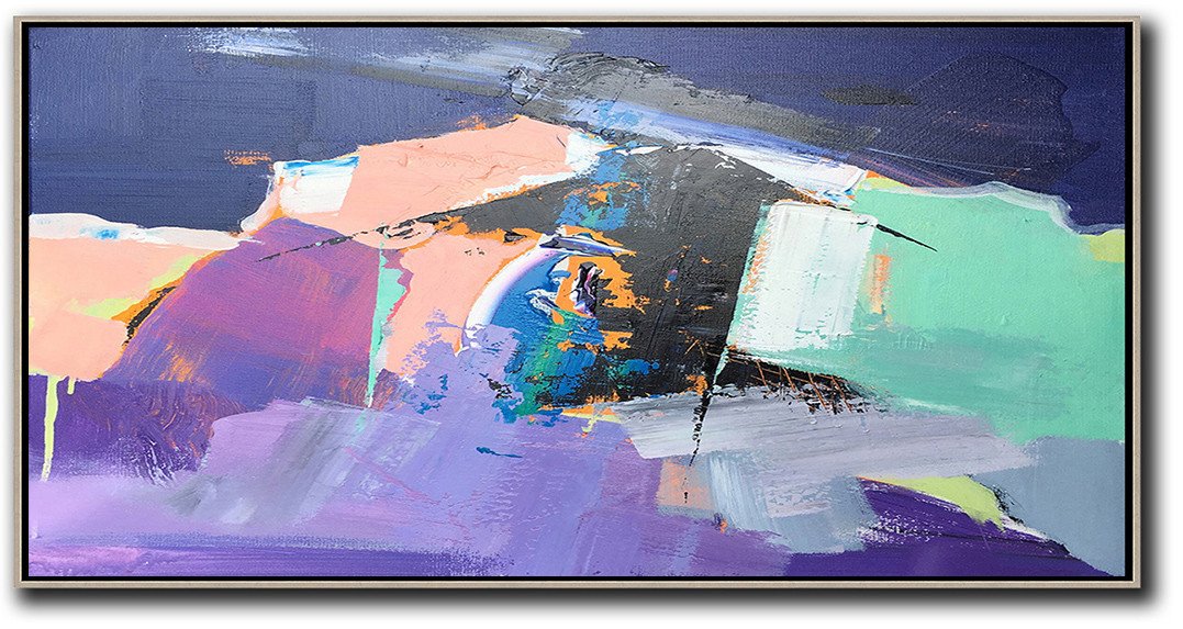 Panoramic Palette Knife Contemporary Art #L33D - Click Image to Close